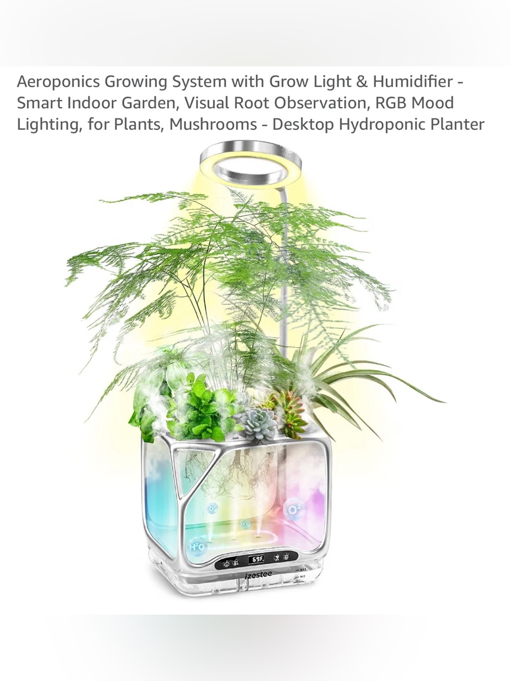 LED Hydroponic Indoor Planter with Humidifier & RGB Light